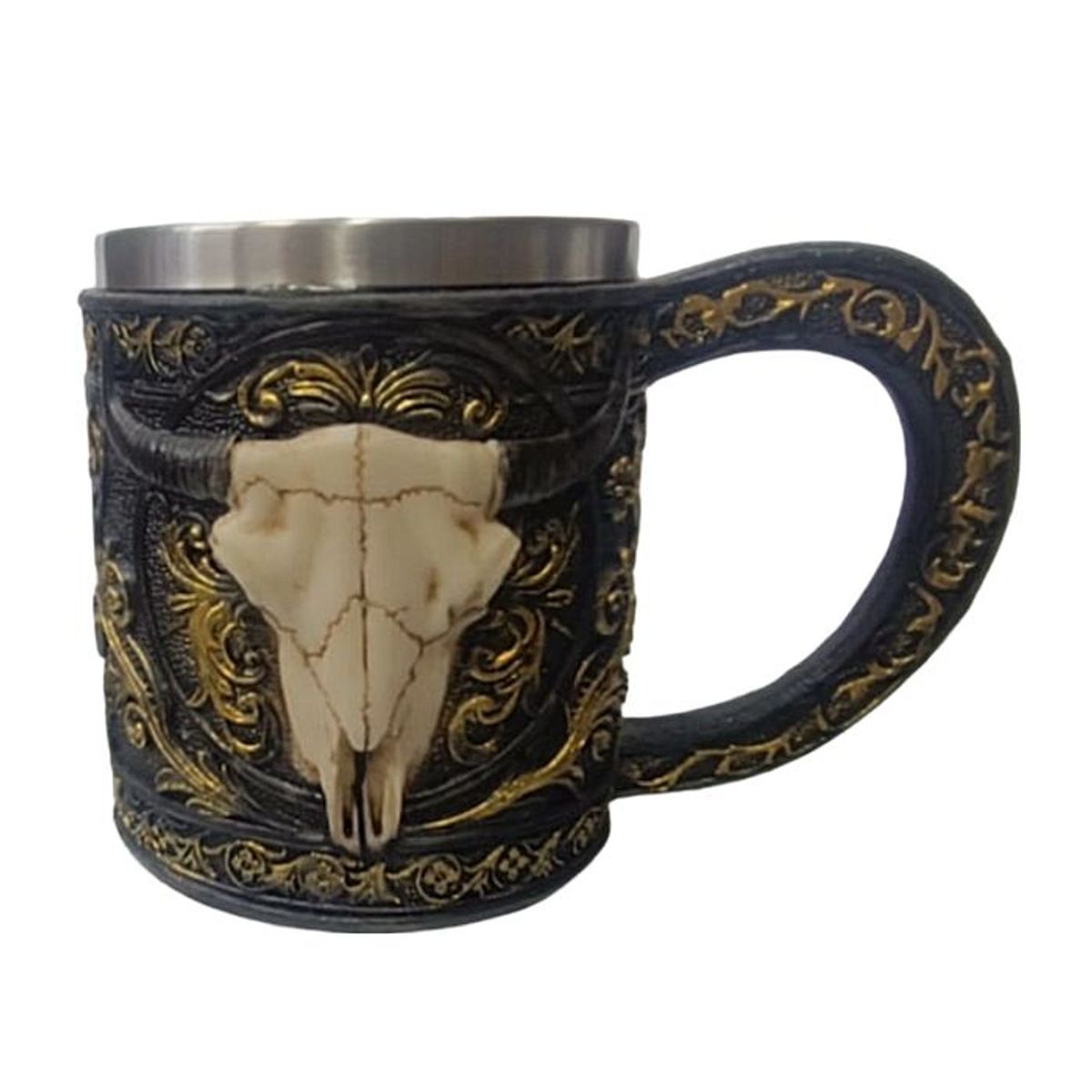 GENERICO - TAZA  PARA CERVEZA/CAFE CABEZA DE TORO VIKINGO