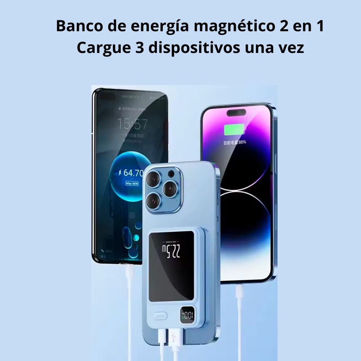 SUPER - Power Bank Magnético SUPER Carga Inalámbrica 15000mAh CP01 - Negro