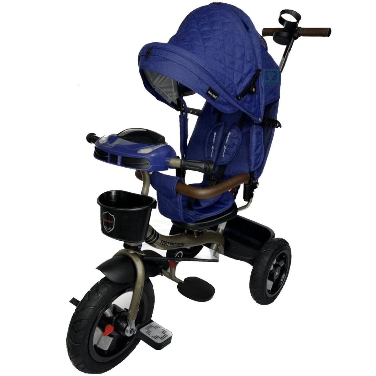 BABY KITS - Triciclo Guiador 3 en 1 «FORT PREMIUM» USB Azul