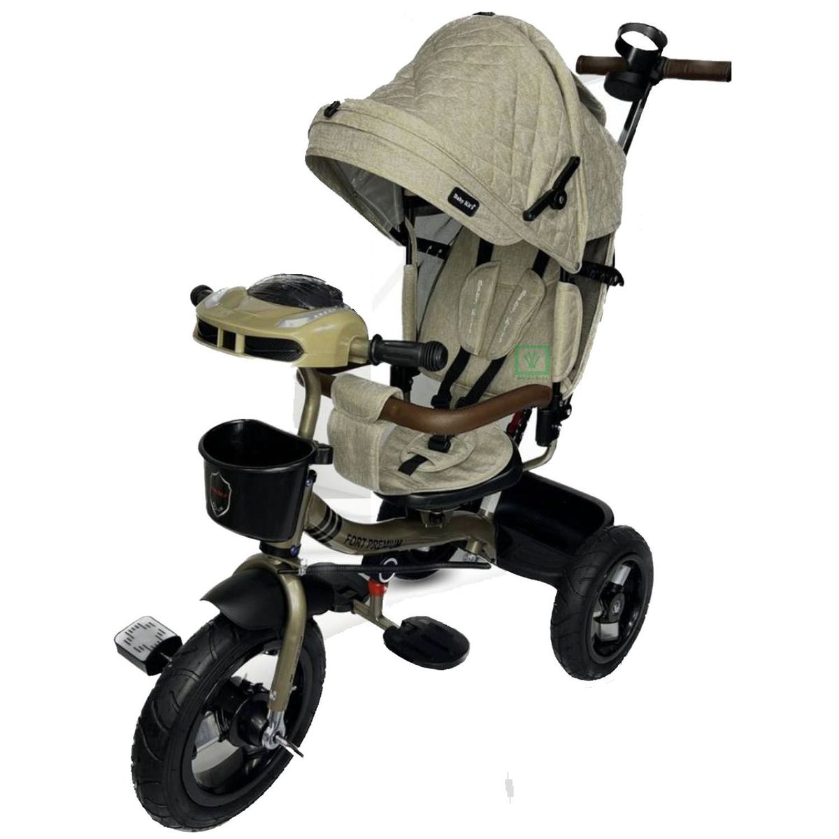 BABY KITS - Triciclo Guiador 3 en 1 «FORT PREMIUM» USB Beige