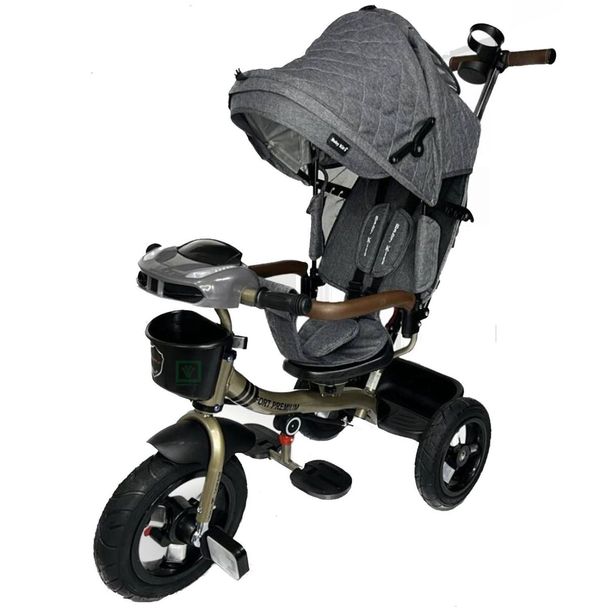 BABY KITS - Triciclo Guiador 3 en 1 «FORT PREMIUM» USB Gris