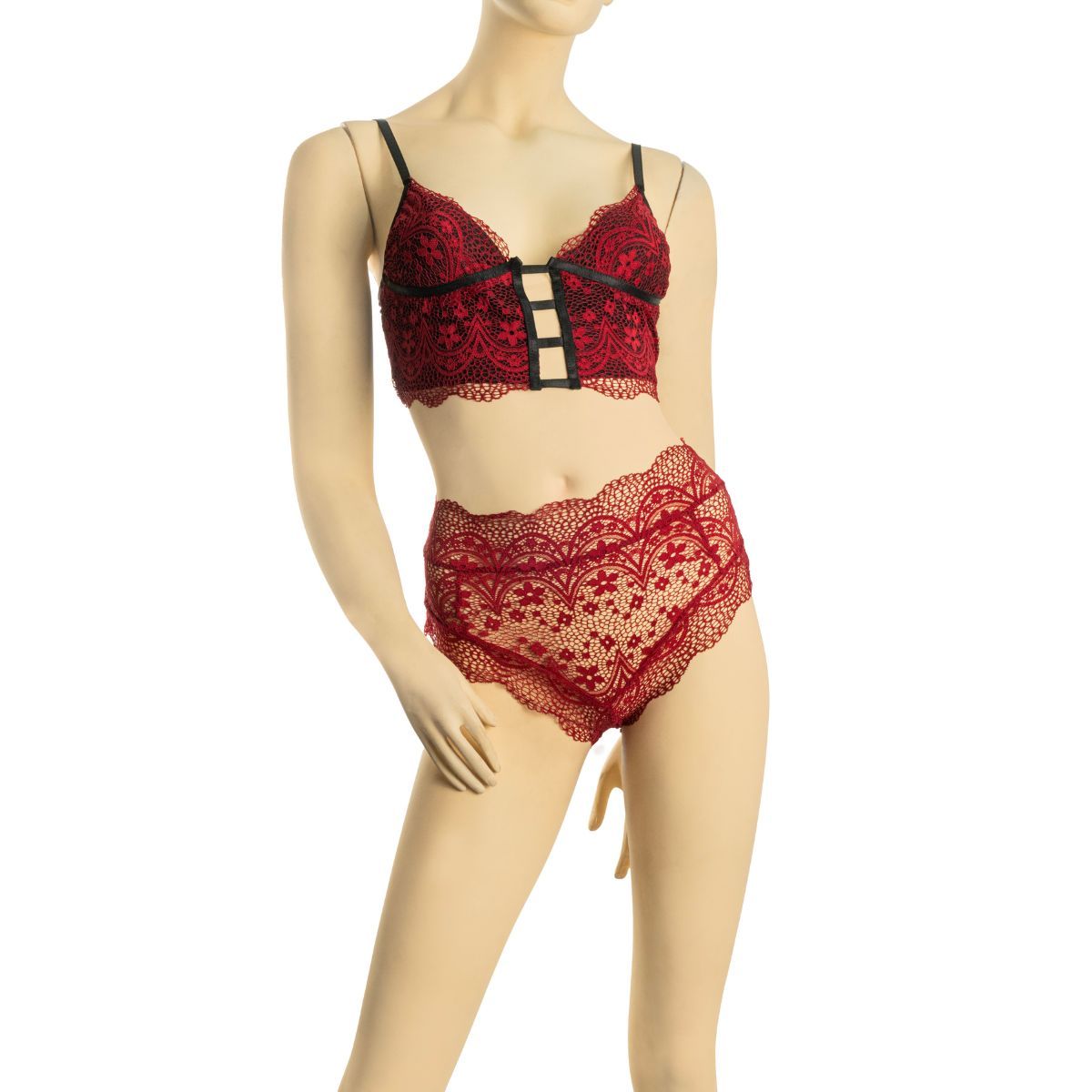 GENERICO - Lencería Erótica con Diseño de Tiras - Color Vino Talla M