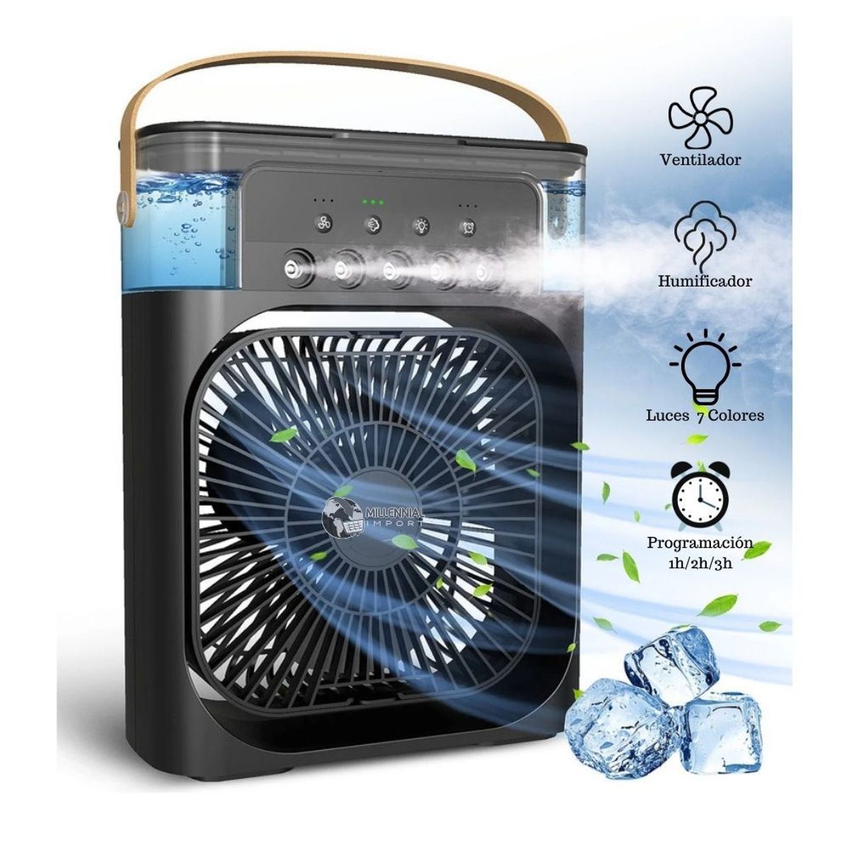 GENERICO - Ventilador Humificador + Timer Usb con Luz Led