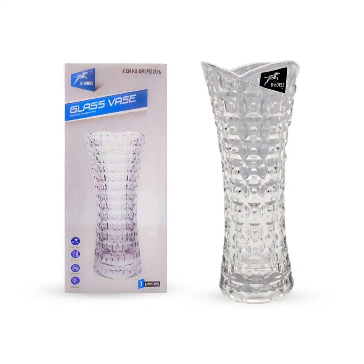 GENERICO - Florero de vidrio labrado 17.5 cm x 7.5 cm