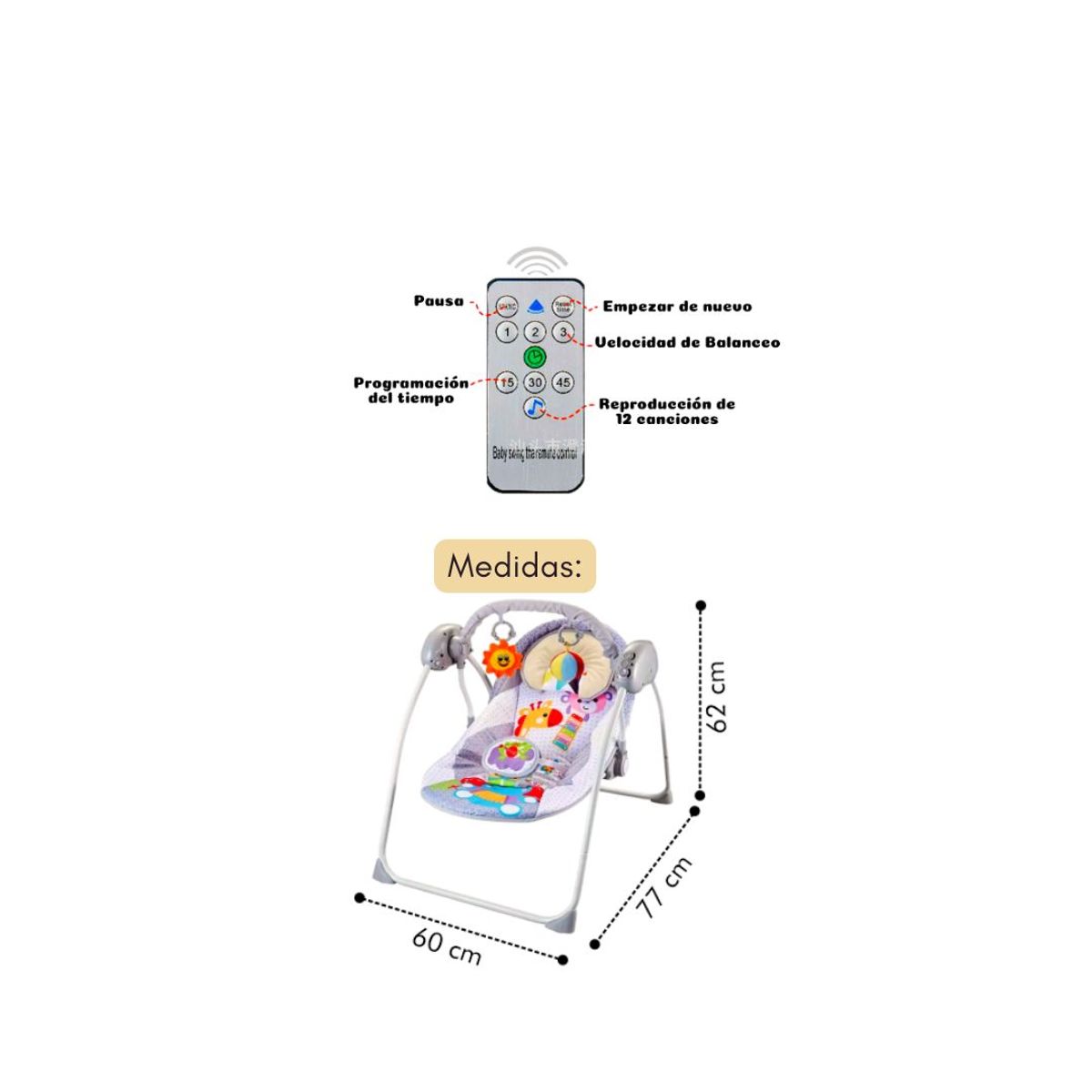 GENERICO - MECEDORA CON MANDO A DISTANCIA AZUL