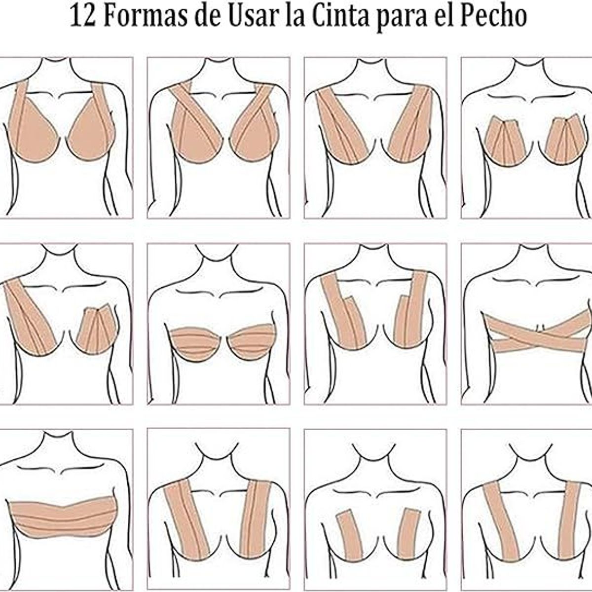 GENERICO - Bood Tape Cinta Levanta Busto Senos Parche Cubre Pezón 5 Metros