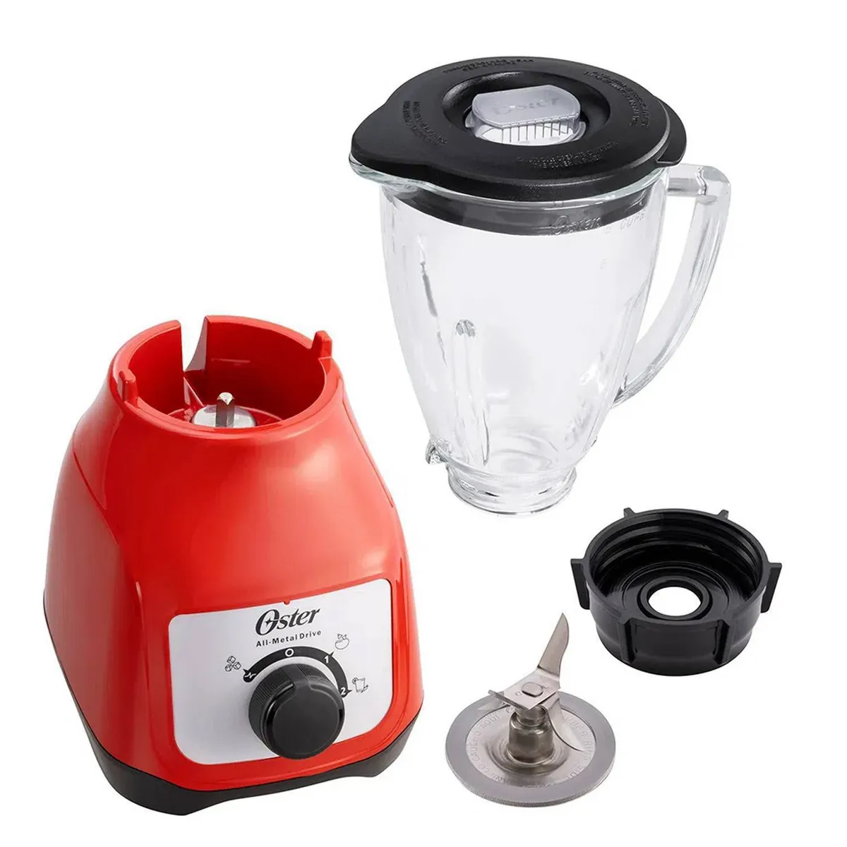 OSTER - Licuadora Oster BLSTKAGRRD 550 Watts Vaso de Vídrio 1.5 Litros Rojo