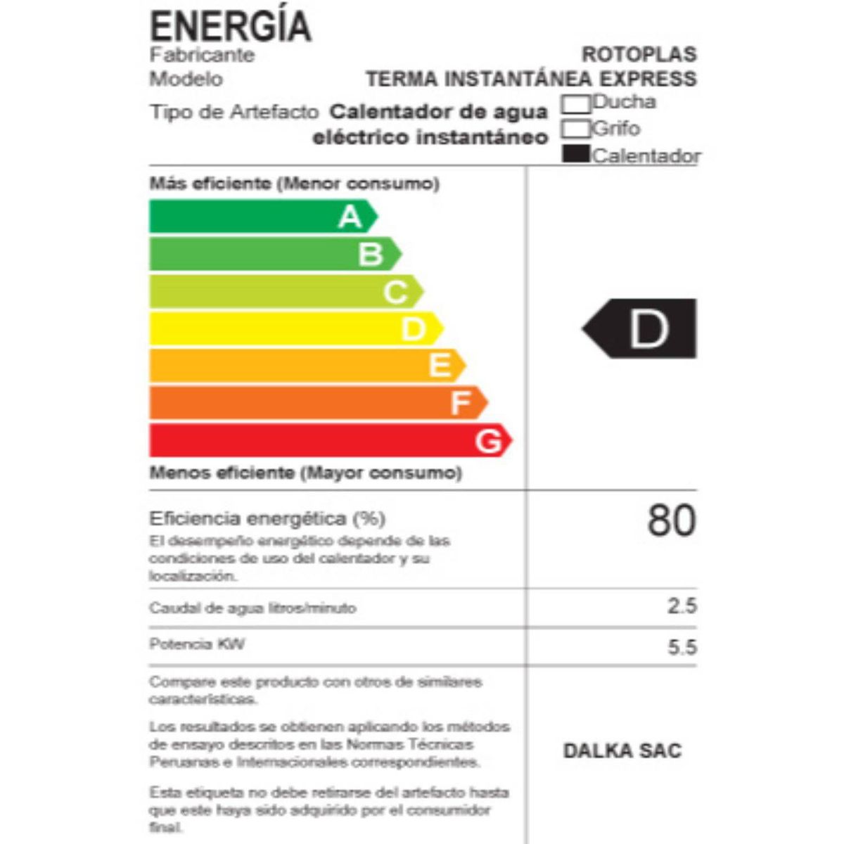ROTOPLAS - Terma instantánea Express
