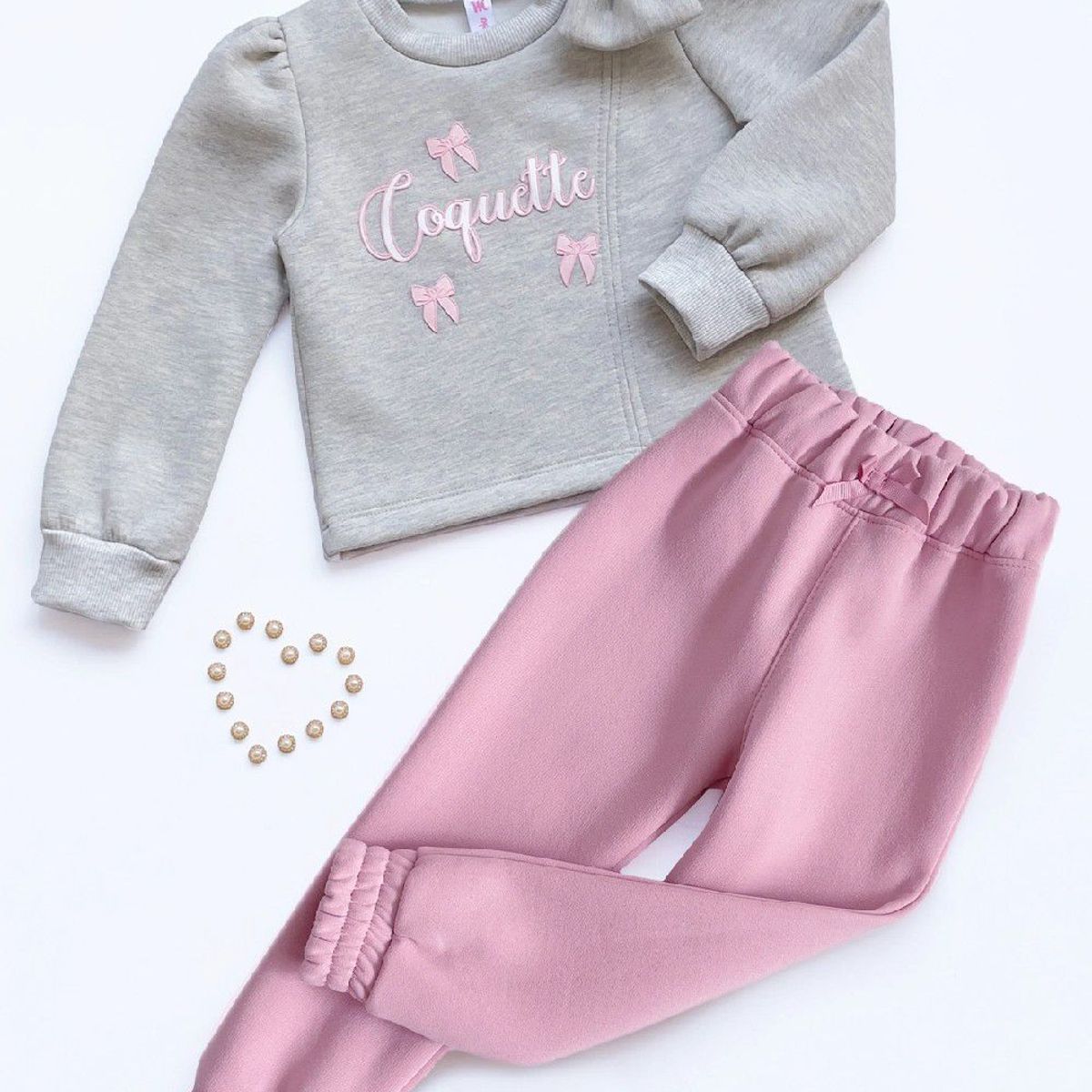 KIDS MASHMELO - Conjunto de Buzo Estampado Coquette para Niña Kids Mashmelo