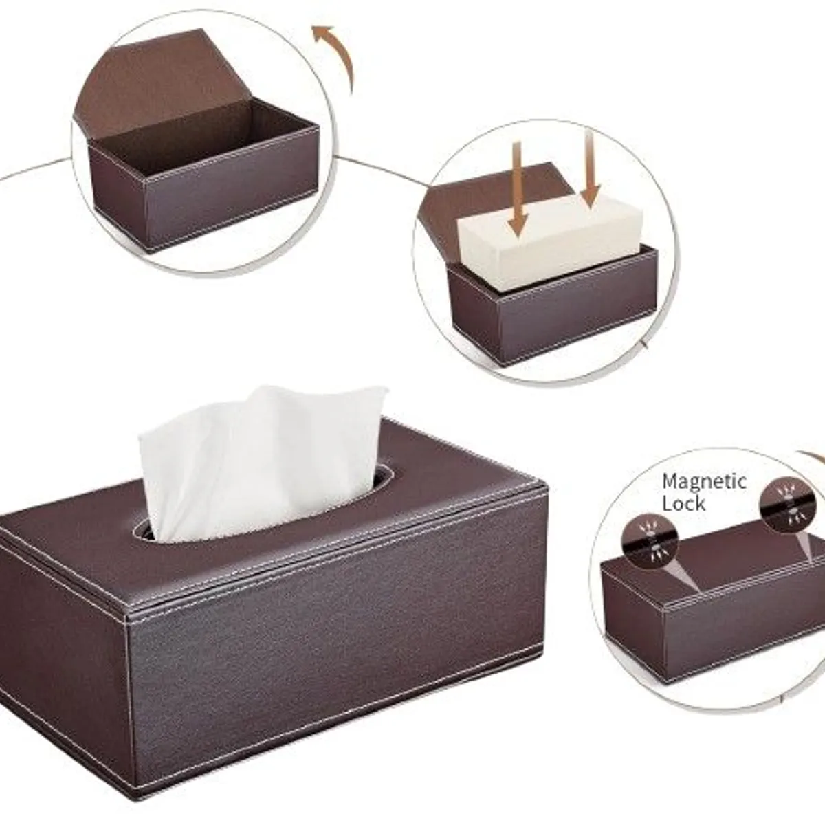 GENERICO - Servilletero rectangular de piel sintetica