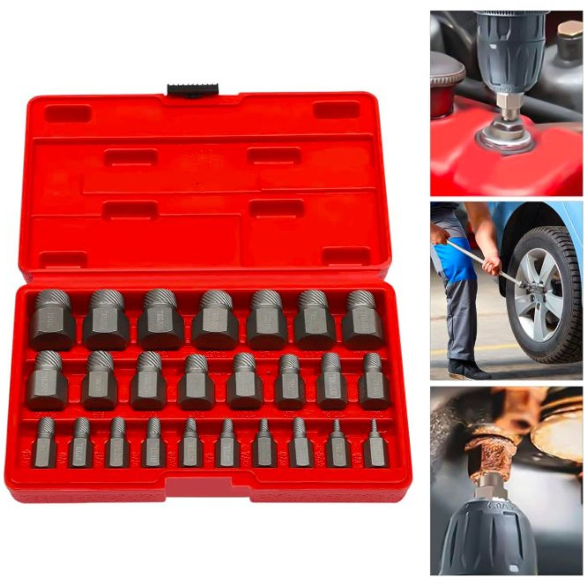 GENERICO - JUEGO EXTRACTOR DE PERNOS Y TUERCAS DAÑADAS 25PCS WORKTOOLS