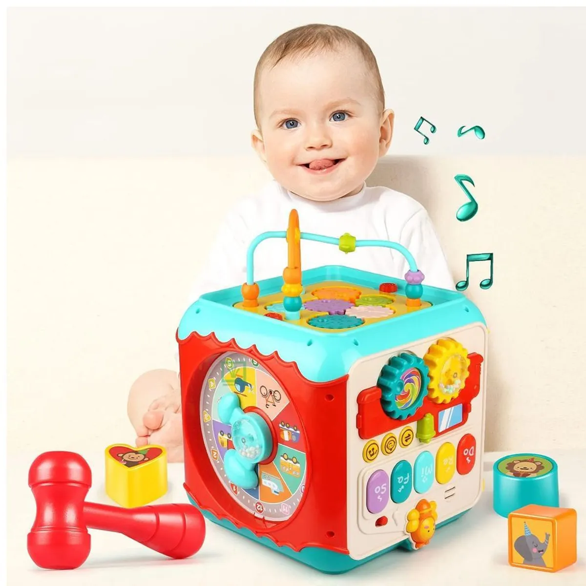 HUANGER - CUBO EDUCATIVO DE ACTIVIDADES 7 EN 1 CON SONIDOS Y LUCES