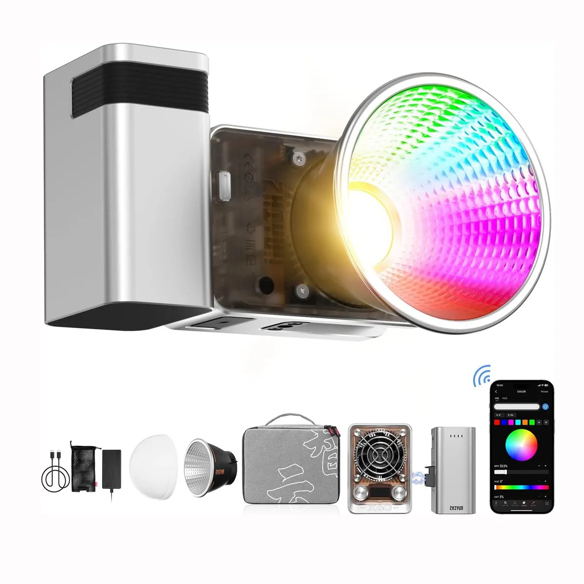 ZHIYUN - Zhiyun Molus X60 RGB Luz de video COB de 60W Montaje Bowens - COMBO Kit