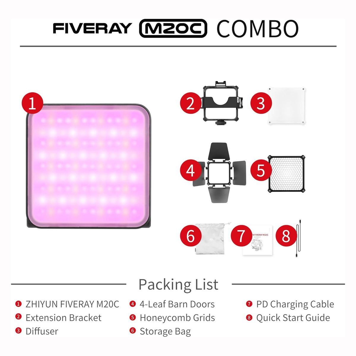 ZHIYUN - Luz de Video RGB Zhiyun FIVERAY M20C COMBO 20W