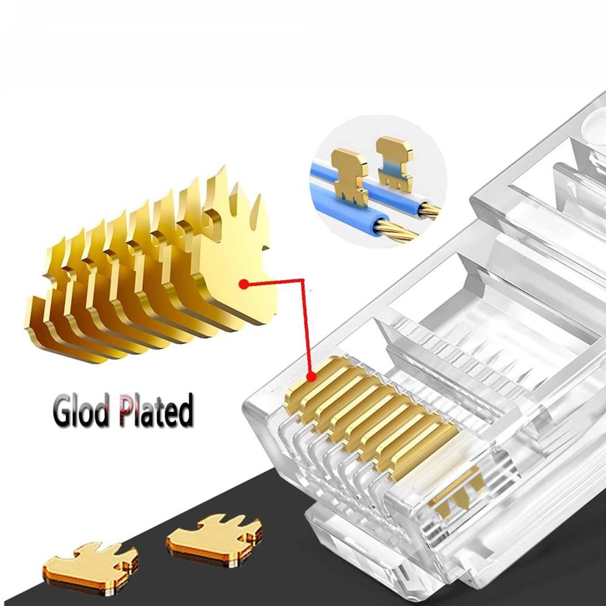 NETCOM - Plug Conector Rj45 Cat 6 Cat6e NETCOM Para Extensión X 100 Unidades