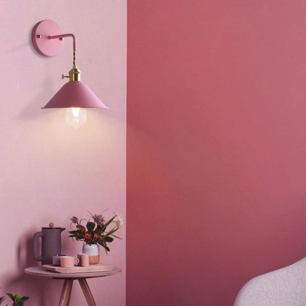 HOME NEAT - Vintage Apliques de Pared Lámpara luz de pared Metal E27 - Rosa