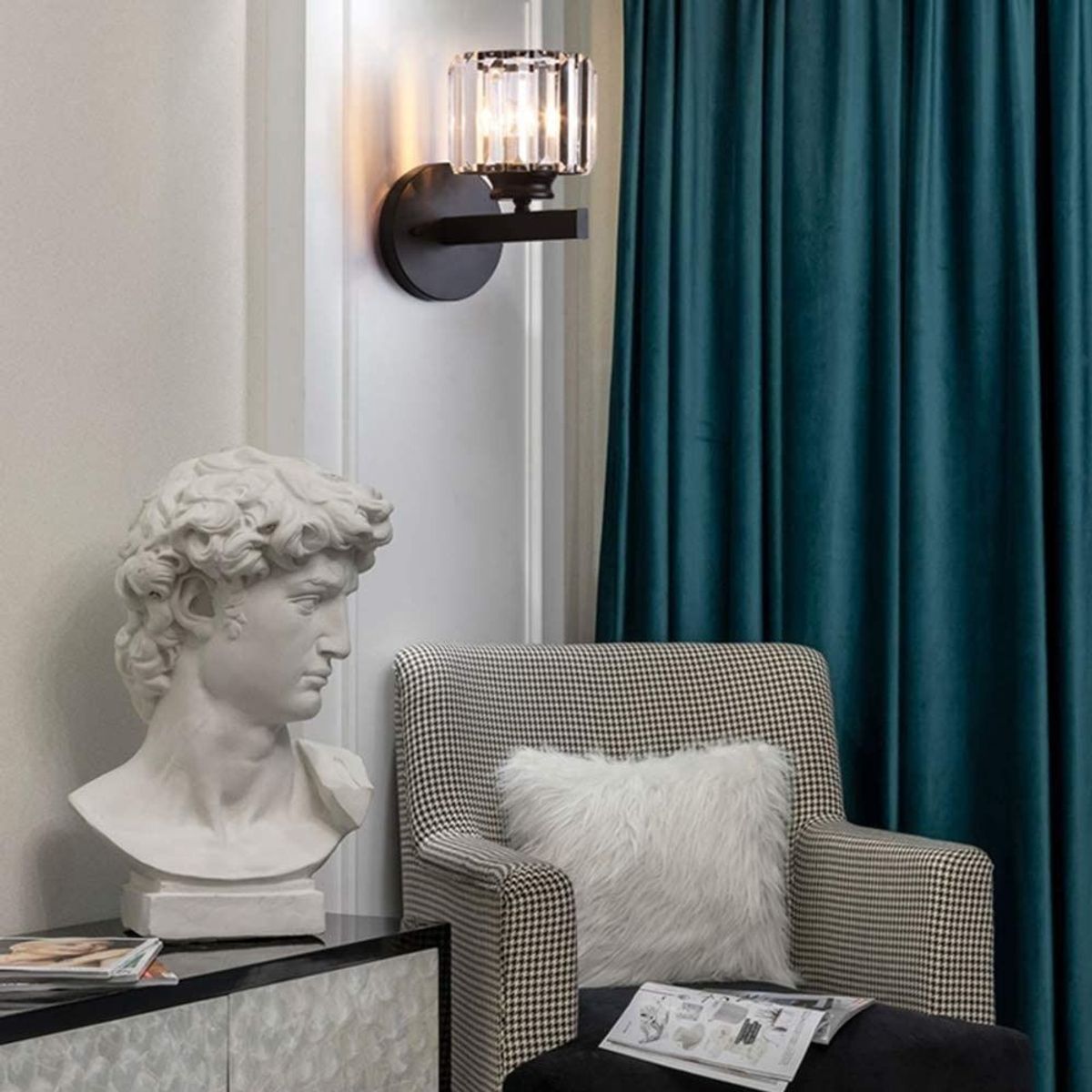 HOME NEAT - Apliques de Pared Lámpara de pared Cristal Moderno E27 - Negro