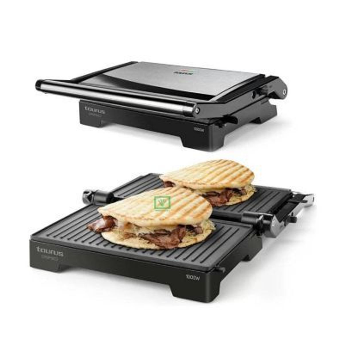 TAURUS - Mini Grill 2 en 1 Grill + Plancha de Asar 180°