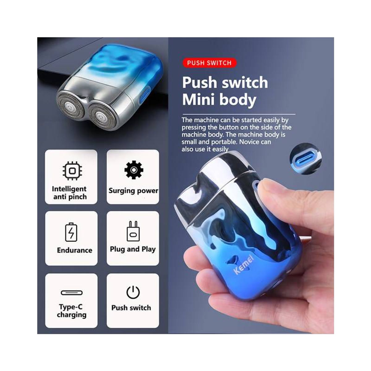 KEMEI - KEMEI Cortadora de Cabello Trimmer Recargable CortaPelo KM-C30