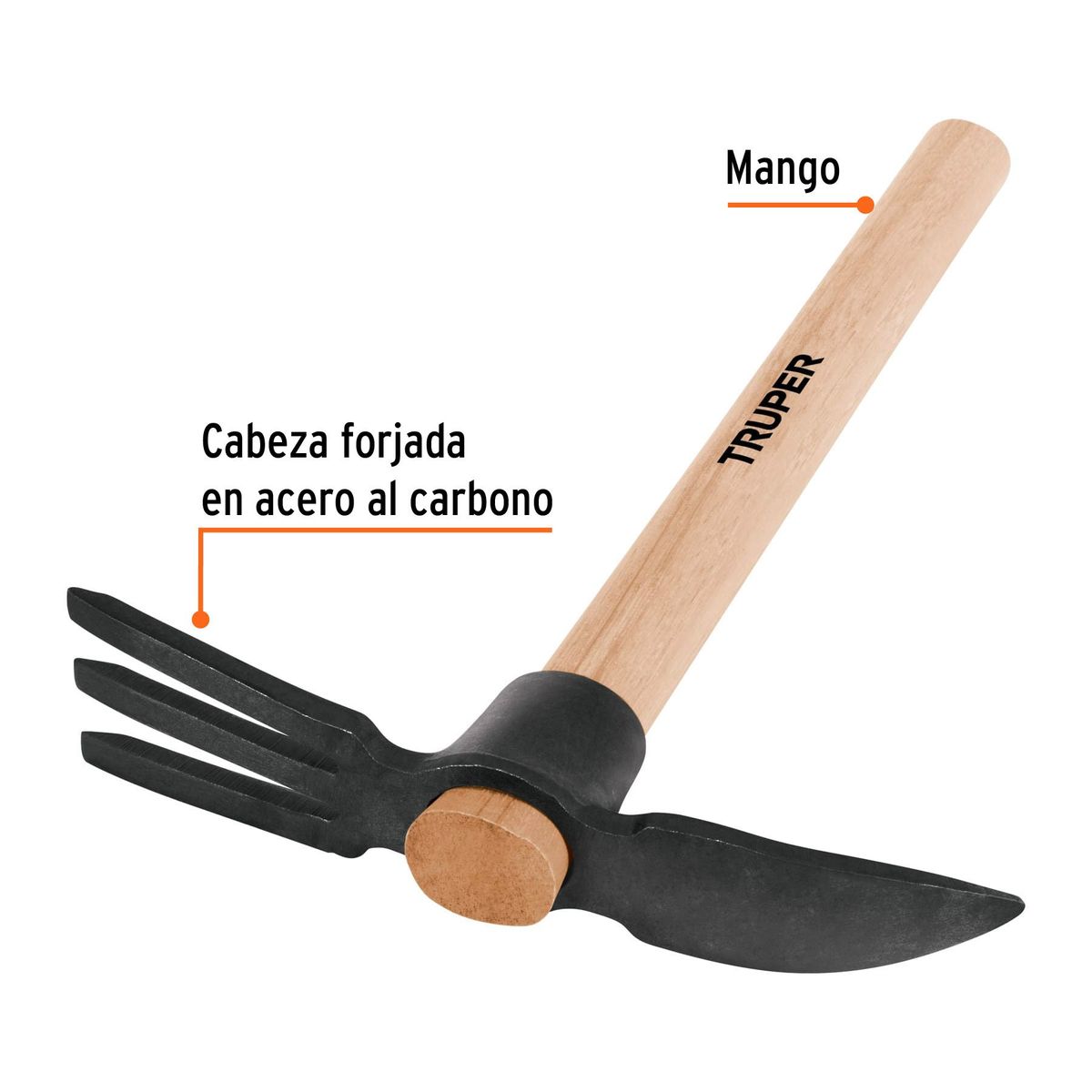 TRUPER - Rastrillo-pico mango de madera 14