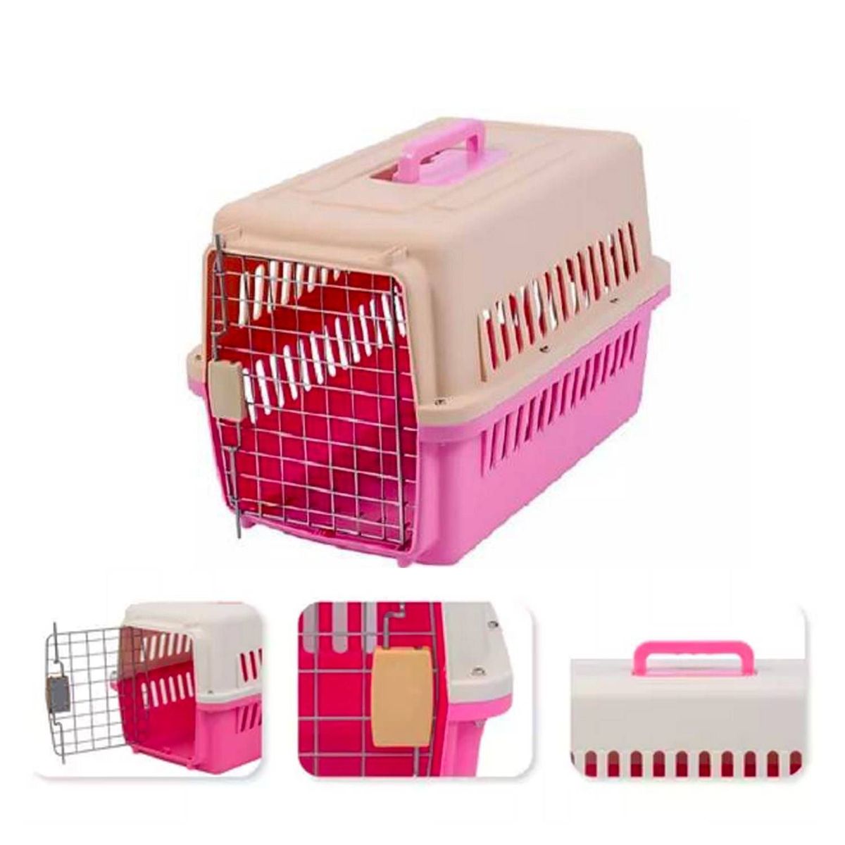 GENERICO - Kennel Transportador L50 Jaula Rosado Gatos y Perros