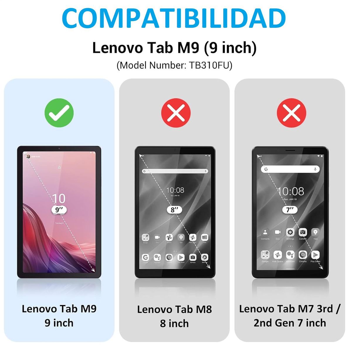 GENERICO - Protector de Pantalla para Lenovo Tab M9 2023 TB-310F Mica de Vidrio