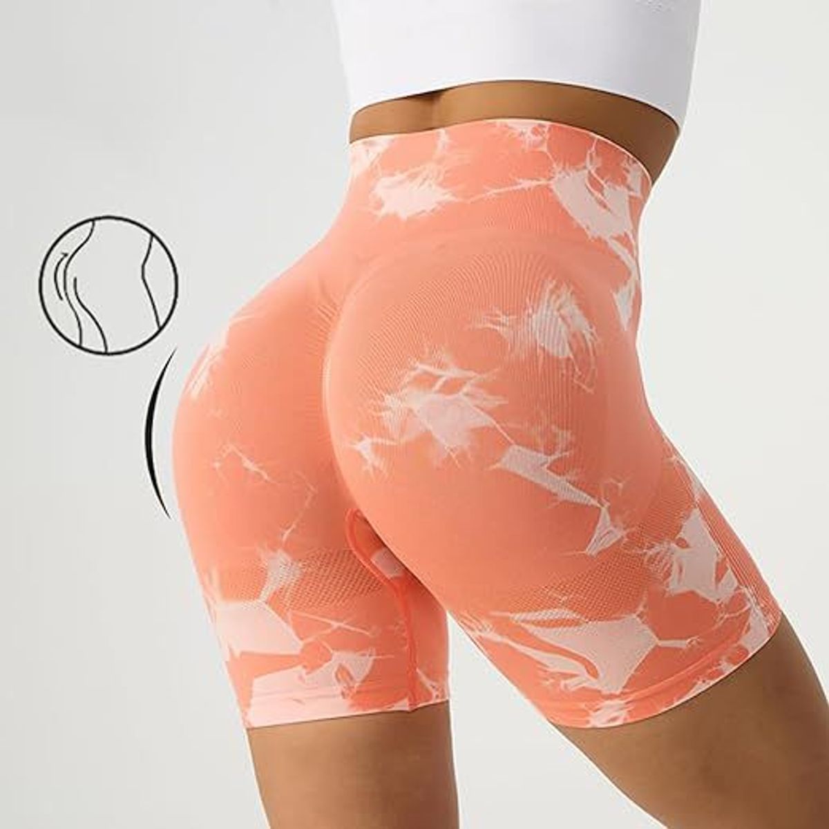 GENERICO - Pantalones cortos Shorts de cintura alta con efecto tie-dye