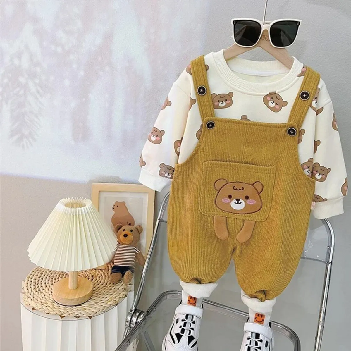 GENERICO - Ropa para  niño Bebe de 2 Piezas Osito Pandita ( Polera + Overoll )