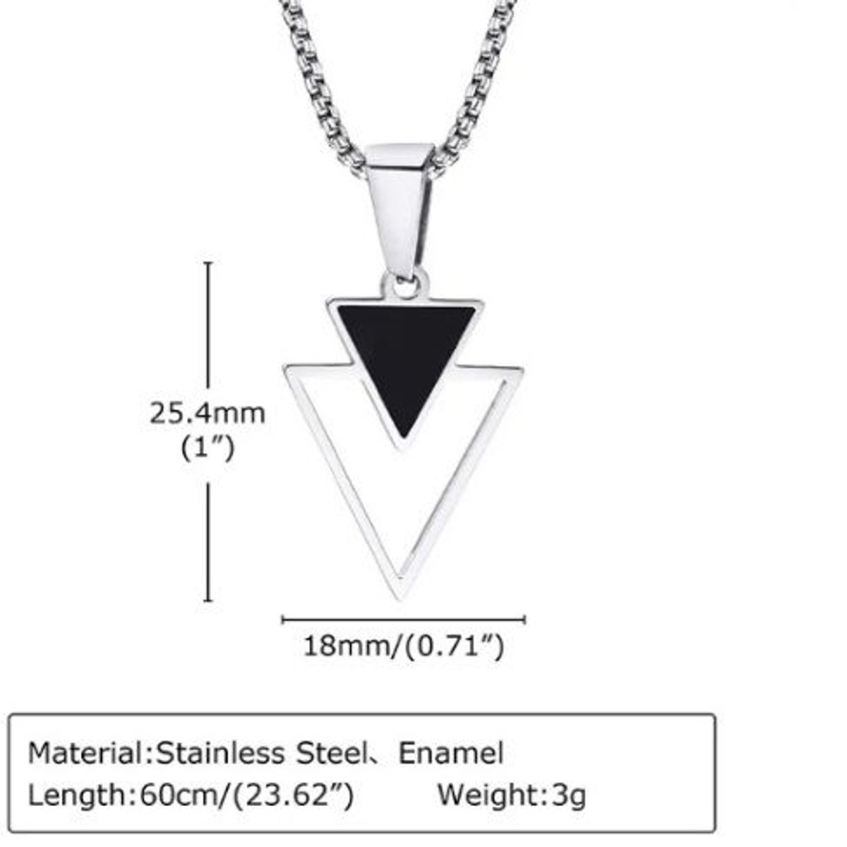 GENERICO - Collar Cadena de Acero Inoxidable Plateado Triangulo