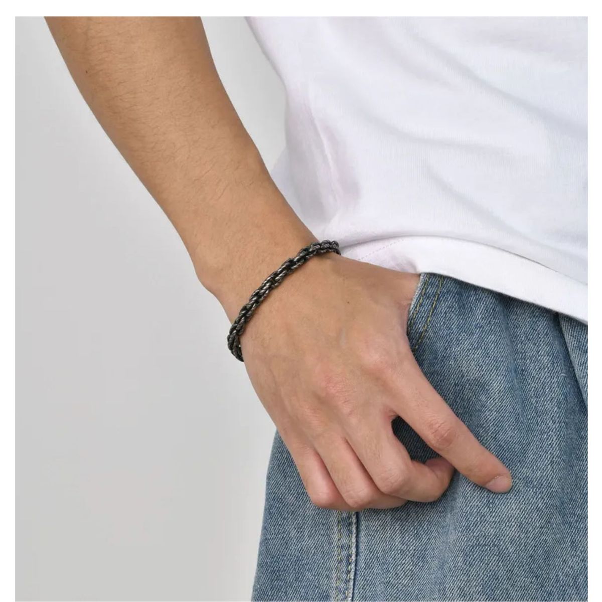 GENERICO - Pulsera Hip Hop Retro Geométrico de Acero Inoxidable para Hombre