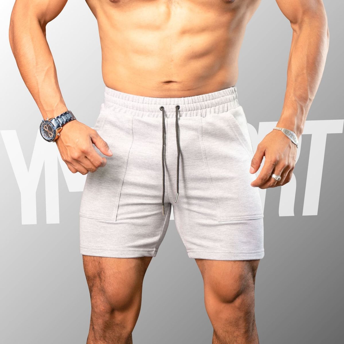 YML SPORT - Short Fitness Hombre Blanco - Short GYM - YML SPORT