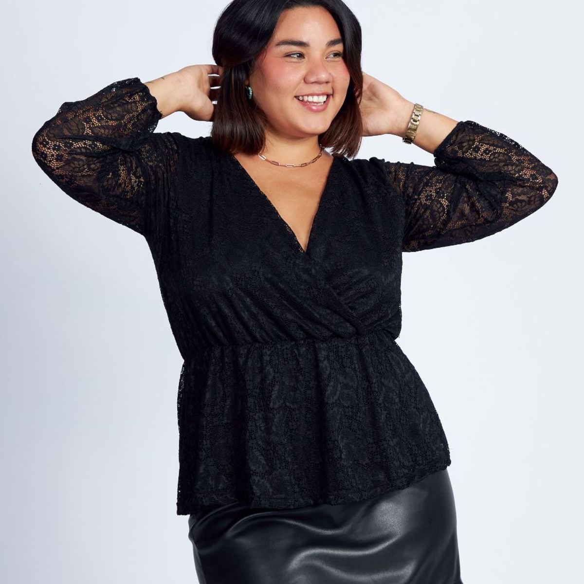 MISS LADY - Top Peplum Griselda - Negro