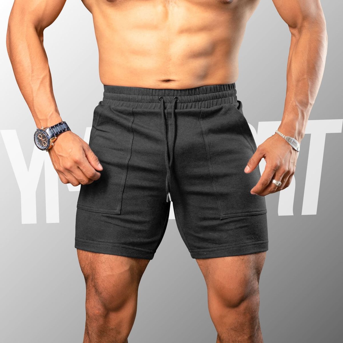YML SPORT - Short Fitness Hombre Negro - Short GYM - YML SPORT