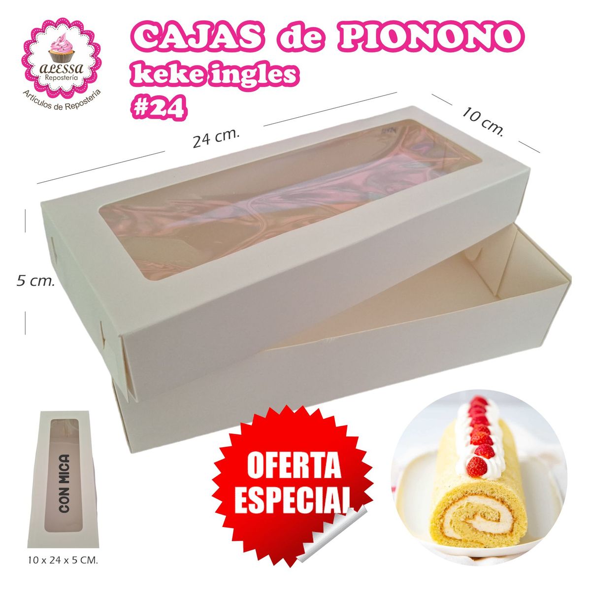 GENERICO - 100 Cajas de Pionono Keke Ingles de 24 cm. de Largo