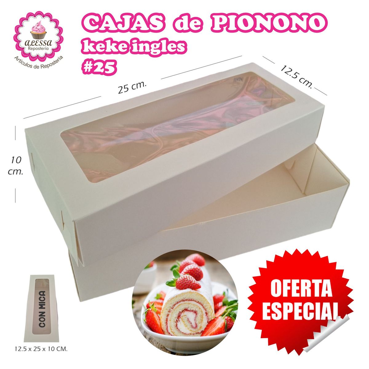 GENERICO - 100 Cajas de Pionono Keke Ingles de 25 cm. de Largo