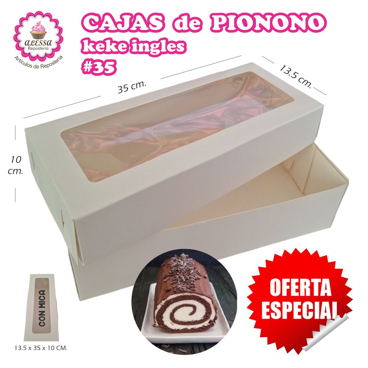 GENERICO - 100 Cajas de Pionono Keke Ingles de 35 cm. de Largo