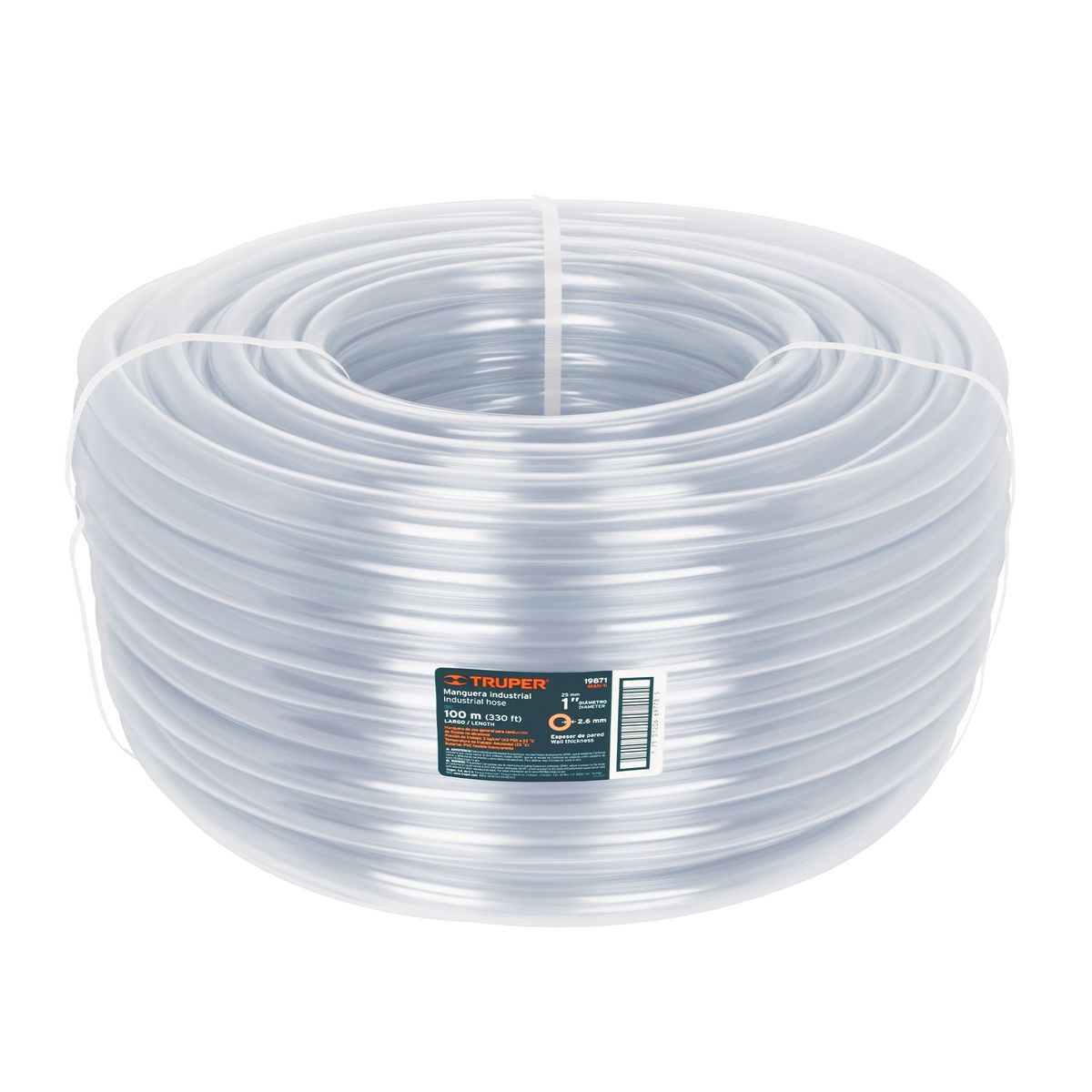 TRUPER - Metro de manguera 1" industrial en rollo de 100 m