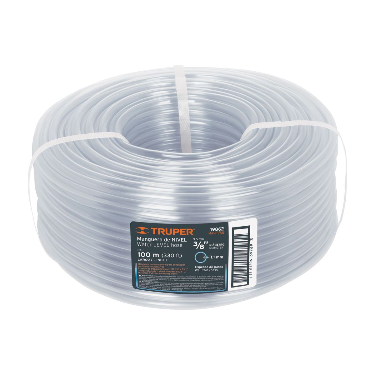 TRUPER - Metro de manguera 3/8" de nivel en rollo de 100 m