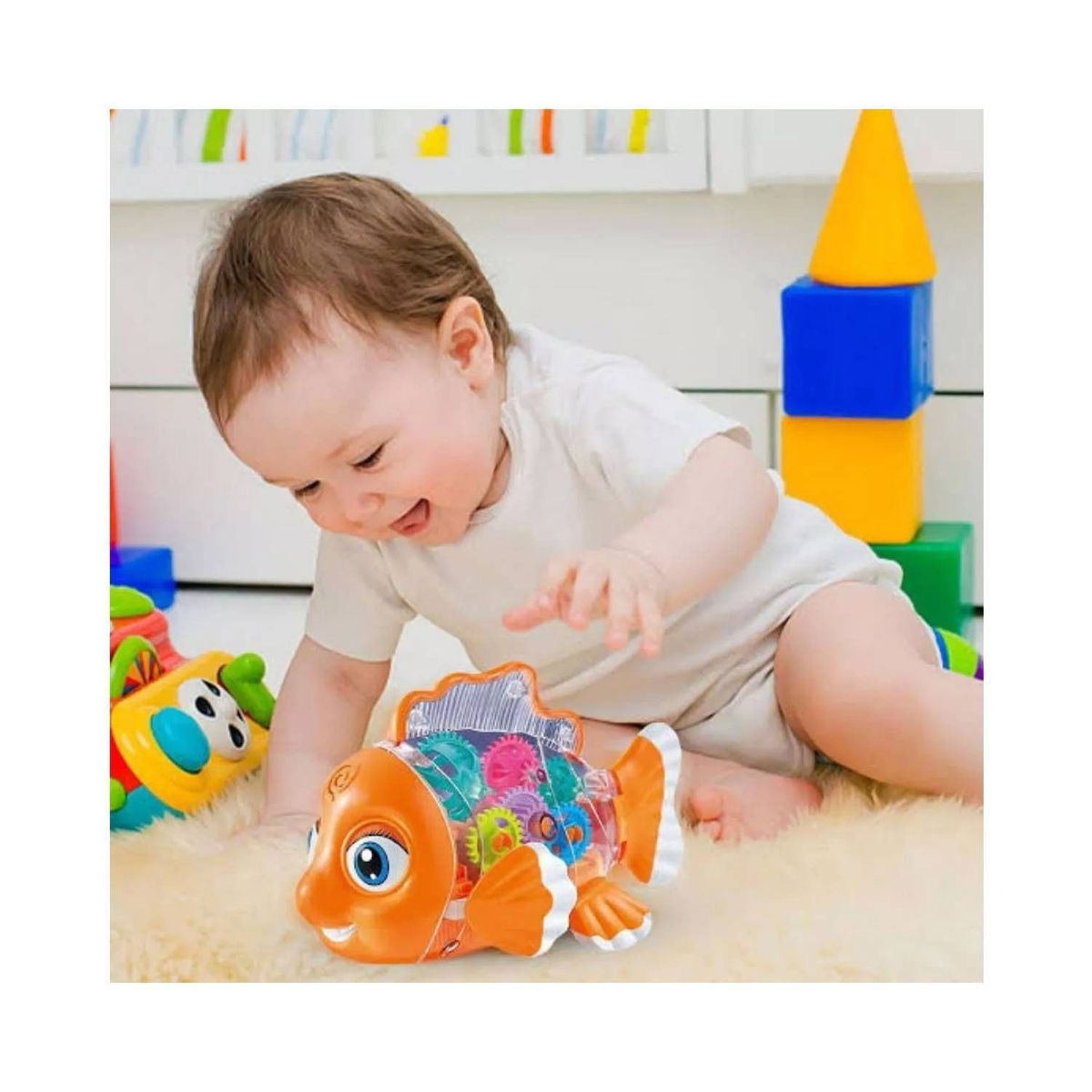 GENERICO - JUGUETE PEZ DIDÁCTICO LUCES Y SONIDO TRANSPARENTE