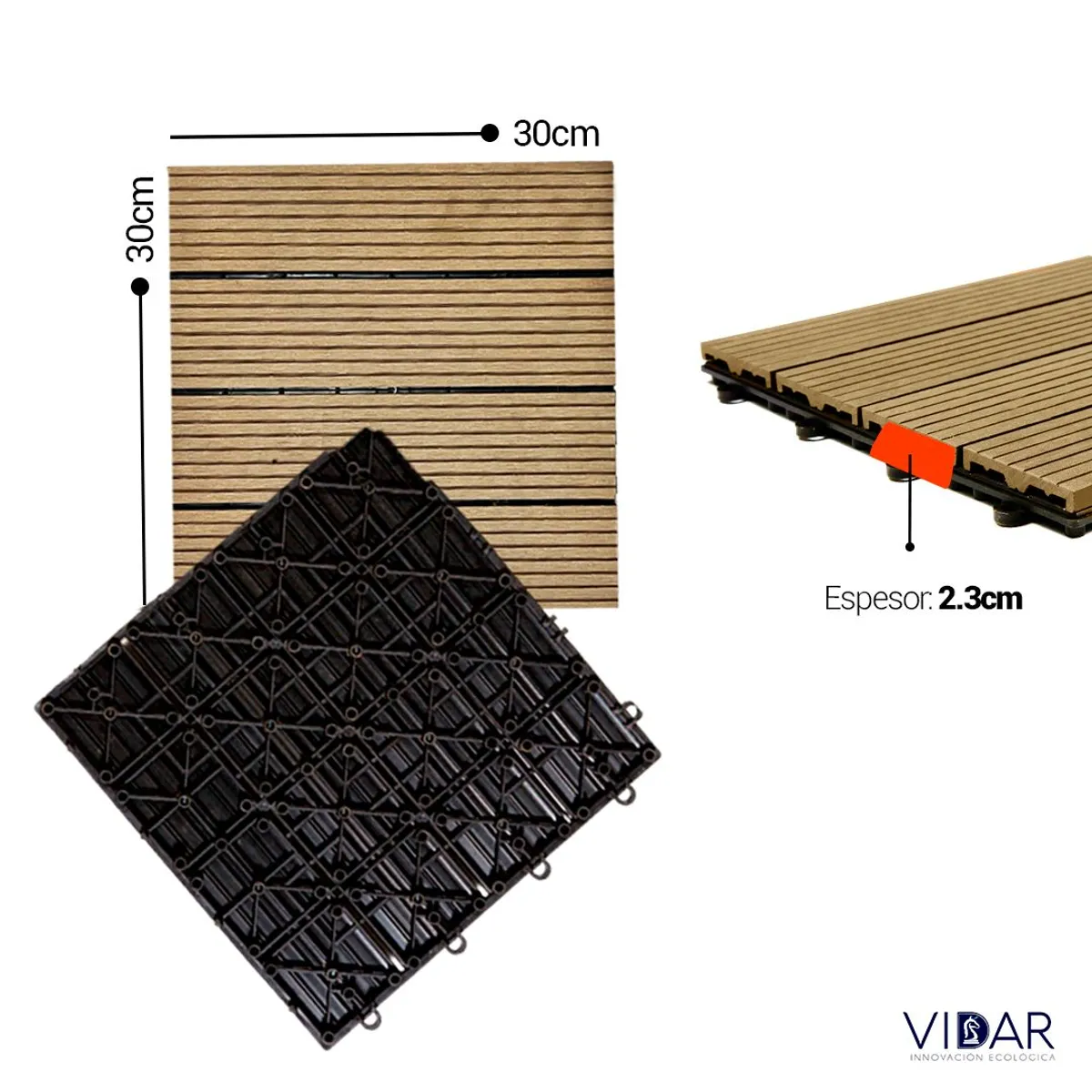 VIDAR - BALDOSAS DECK WPC MAPLE VENTA POR CAJA DE 0.99 m2