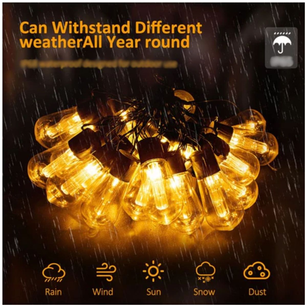 INSPIRA MARKET - Guirnalda colgante de luces de 10m con 20 focos recargable luz solar