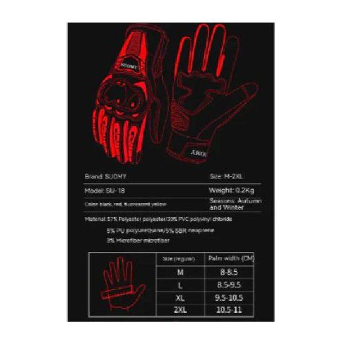GENERICO - GUANTES SUOMY NEGRO REFORZADO XL