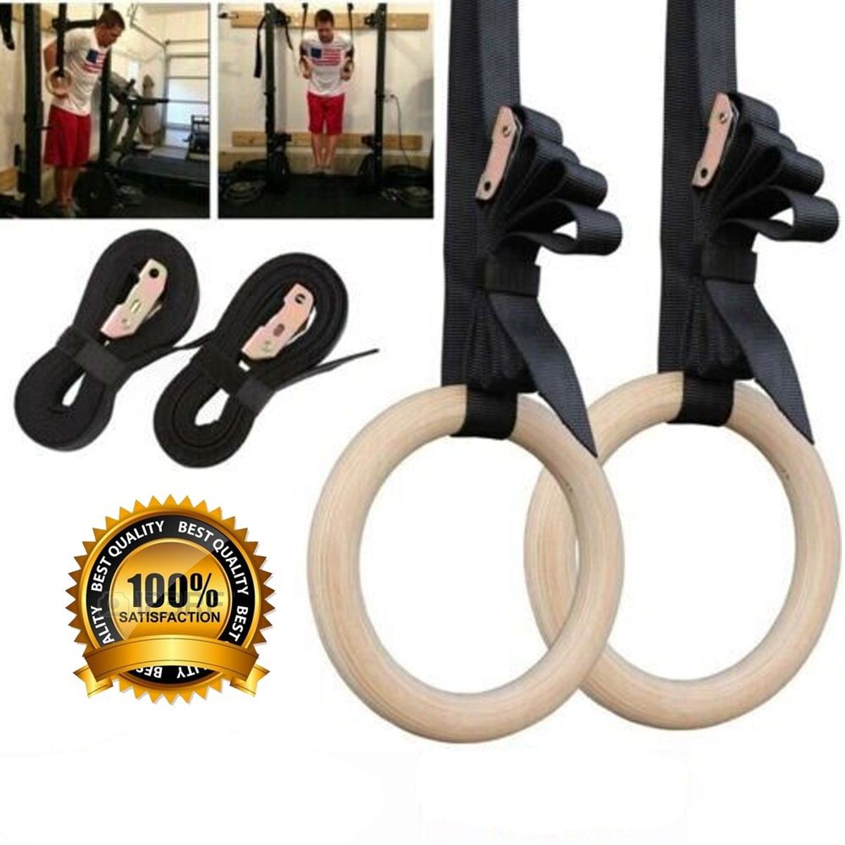 HOLGU - 28mm Anillos olímpicos de madera Anillos olímpicos Crossfit