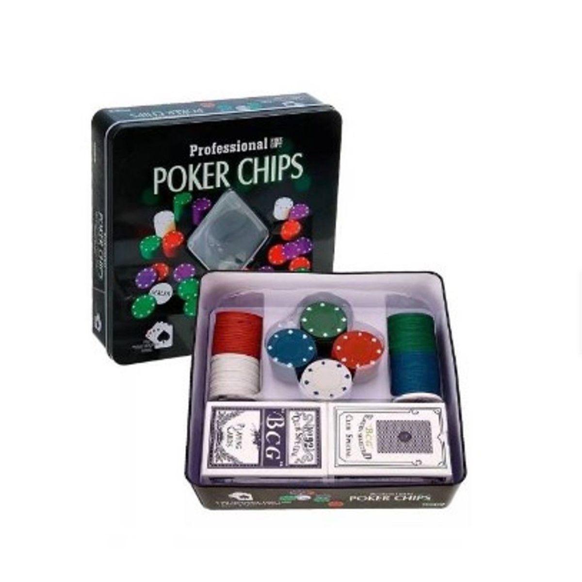 GENERICO - SET DE POKER 100 FICHAS DE POKER EN CAJA METAL