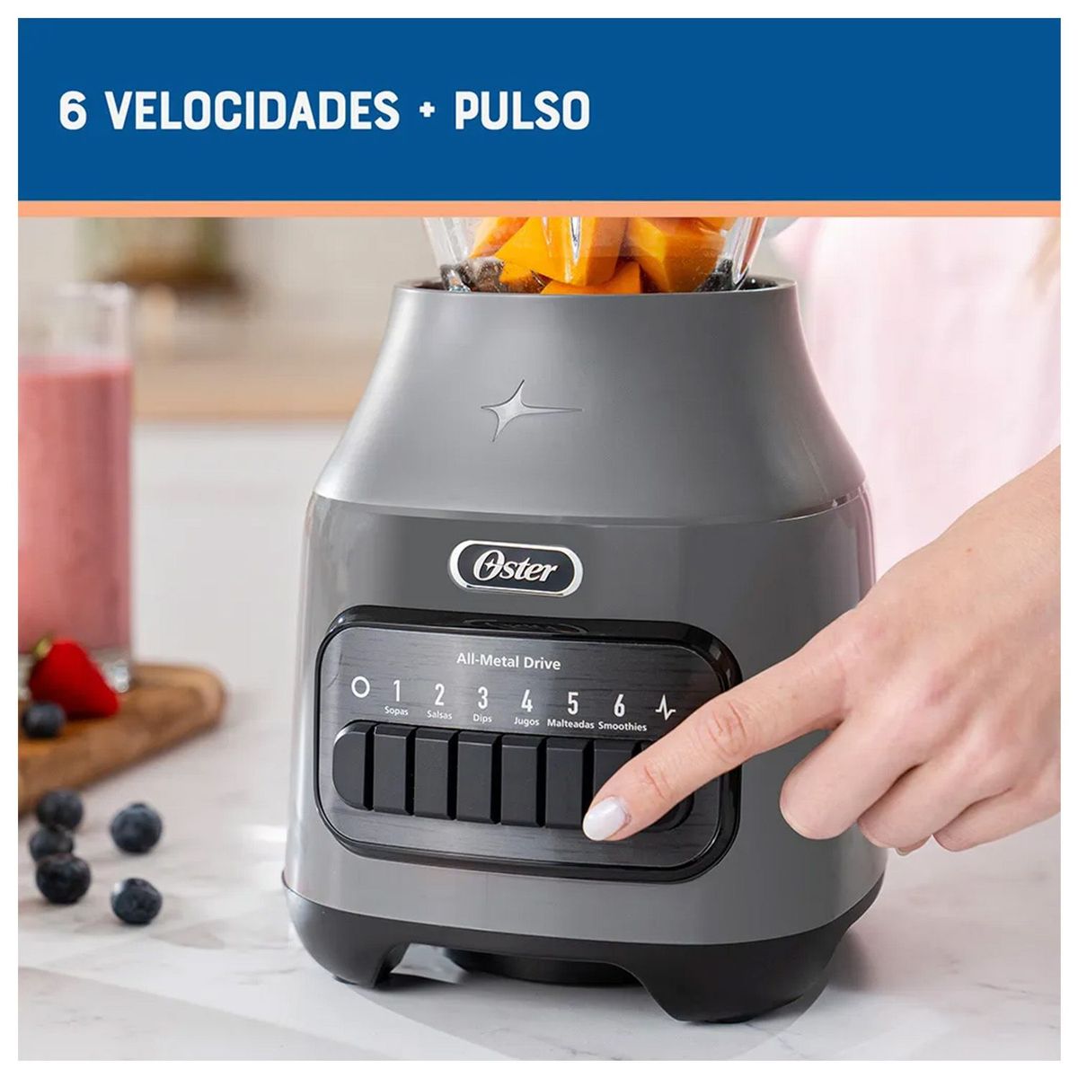 OSTER - Licuadora Oster con vaso de vidrio 6 velocidades más pulso BLSTPEG-GPB