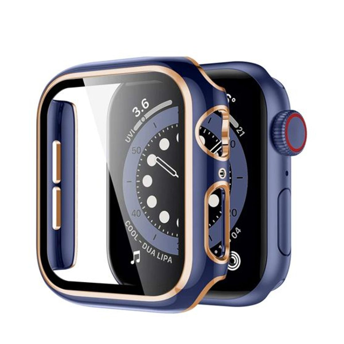 GENERICO - Correa Elástica + Case Bumper Metalizado para Apple Watch 42mm - Azul