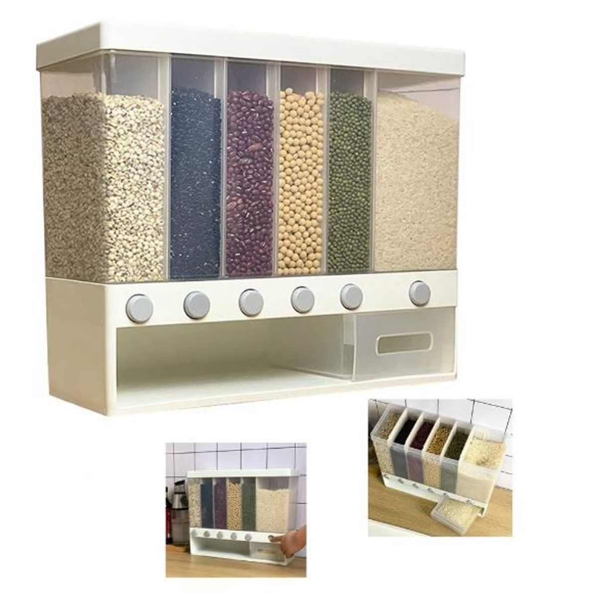 GENERICO - DISPENSADOR DE ARROZ MENESTRAS  CON 6 DIVISIONES