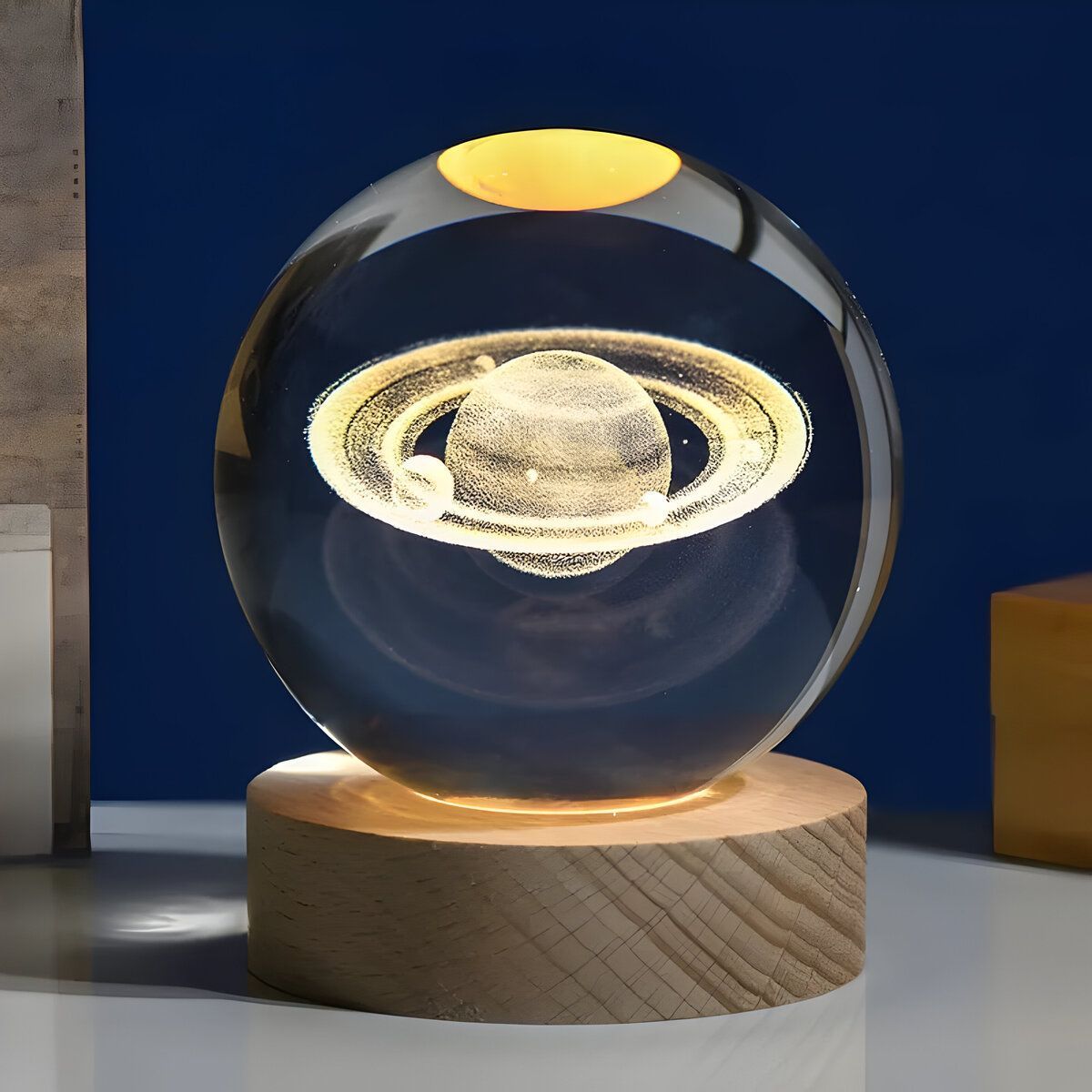 ELMEJORPRECIO - Esfera Con Diseño 3D Mini Lámpara De Luz Cálida Modelo Saturno