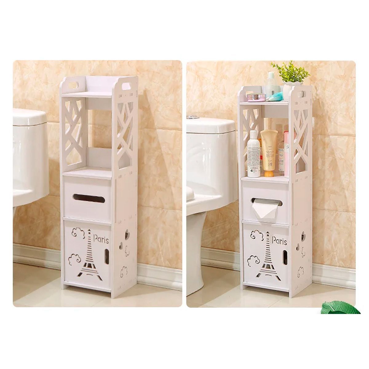 GRETAIL - Organizador Estante De Madera MDF Para Baño Puerta Papel Toalla Multiuso SJ216