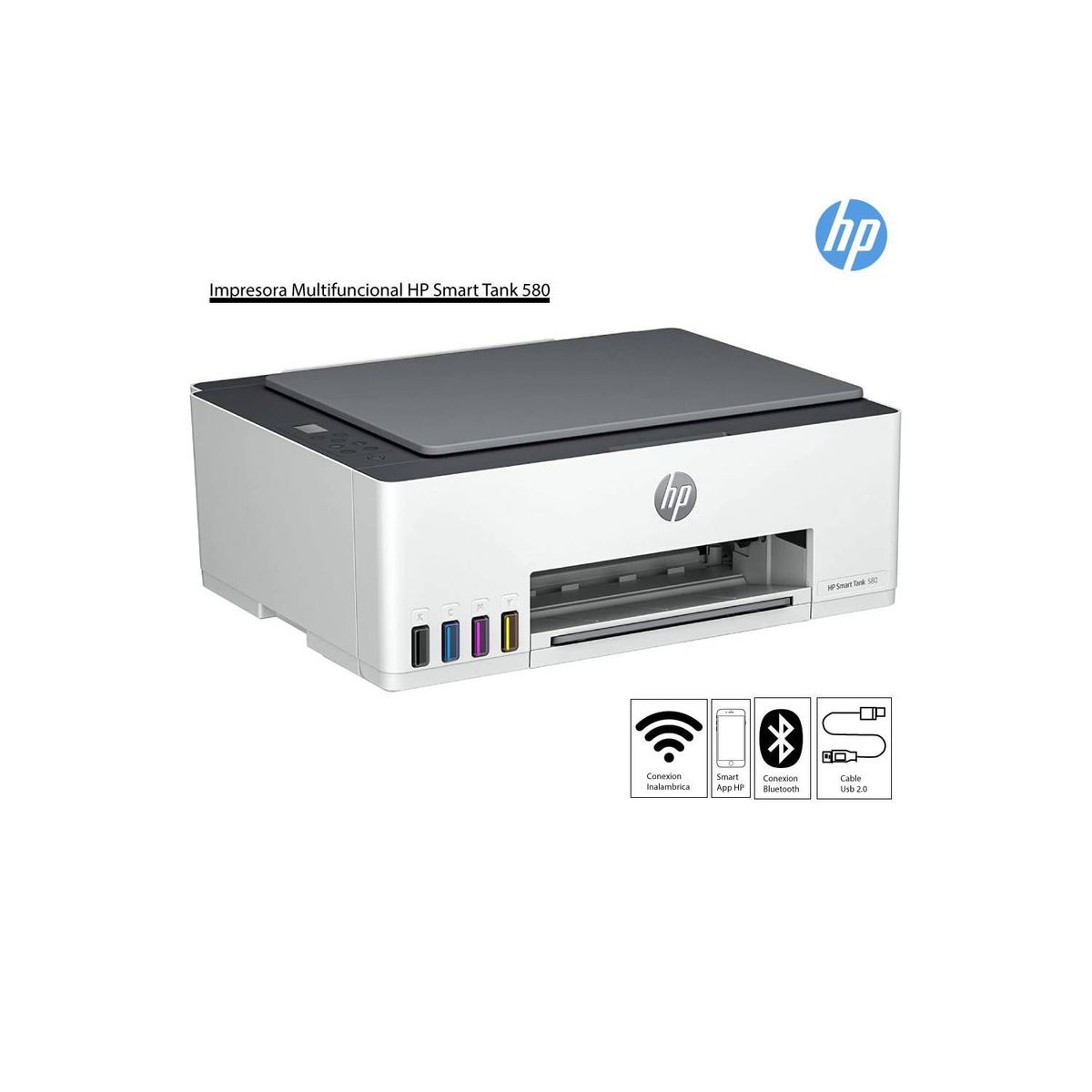 HP - Impresora HP Smart Tank 580 Multifuncional Inalambrico